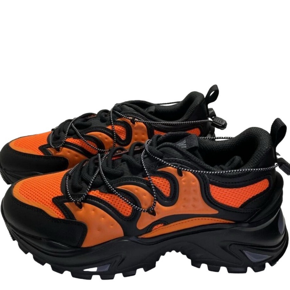 NEW WATSON Men’s Low Top Sneakers Hallows Eve Black/Orange Mesh Lace-Up Size 9.5